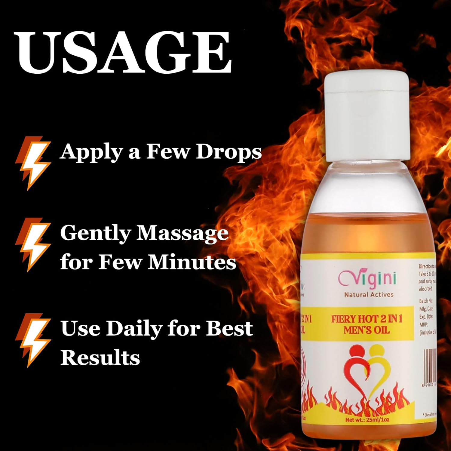 Vigini Fiery Hot 2 in 1 Men's Oil - Image 5
