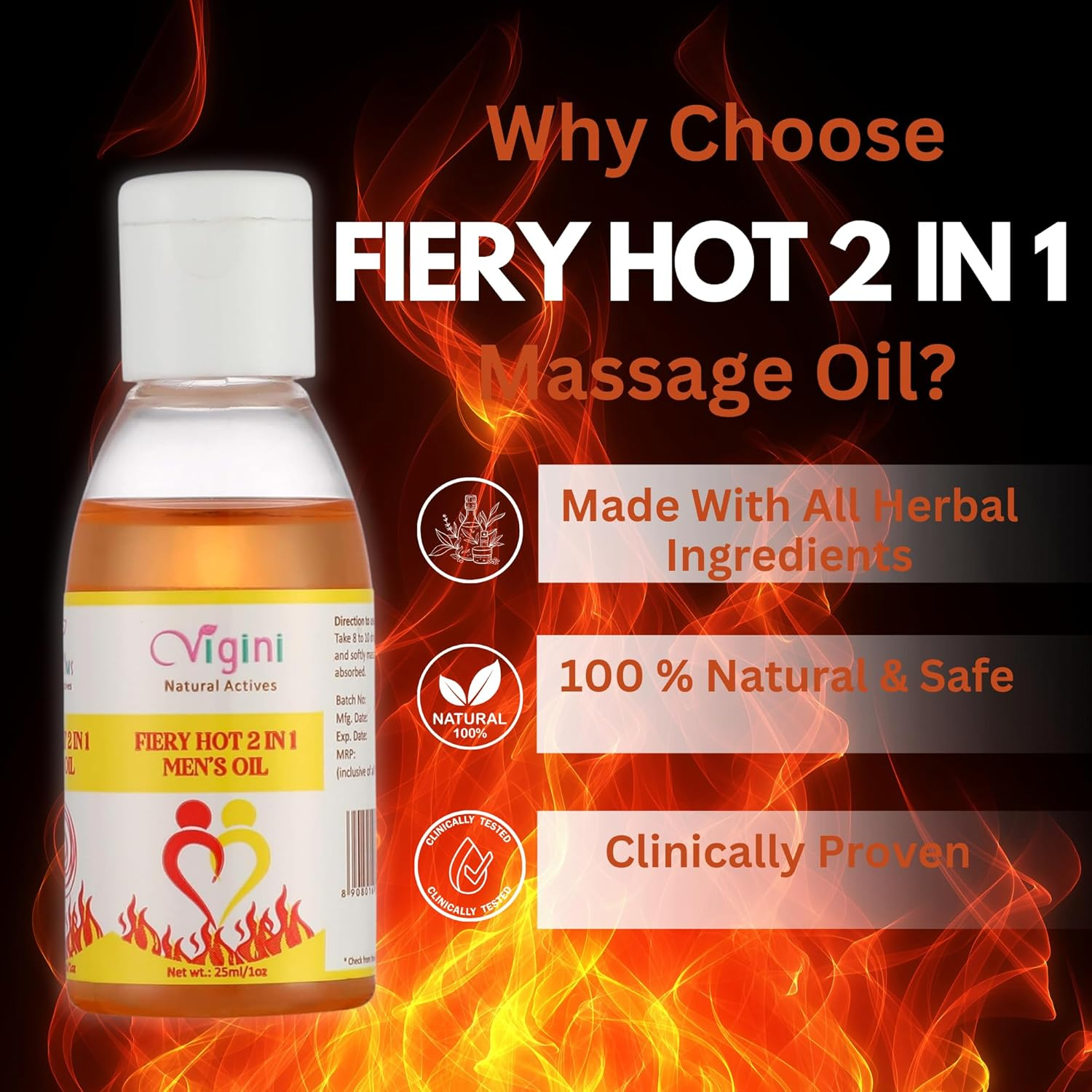 Vigini Fiery Hot 2 in 1 Men's Oil - Image 3