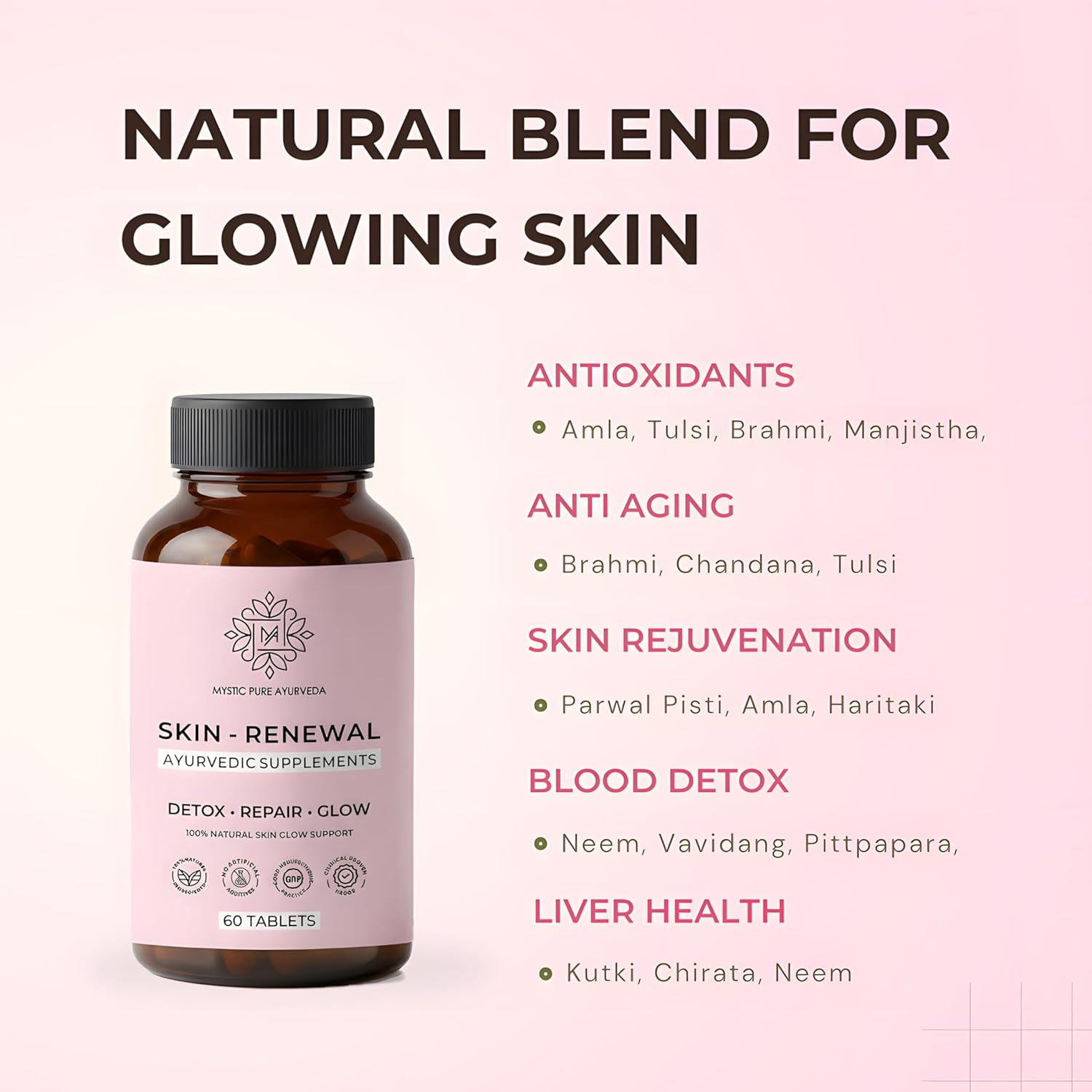 Mystic Pure Ayurveda Skin-Renewal Tablet - Image 4