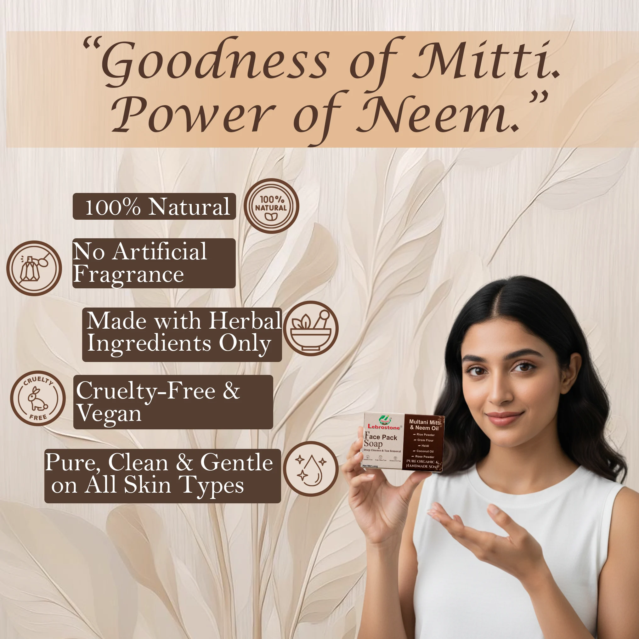 Lebrostone Multani Mitti & Neem Herbal Soap - Image 5
