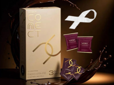 Nooky Connect Romance Booster Kit – Condoms | Mood-Lifting Chocolates & Satin Blindfold for Couples