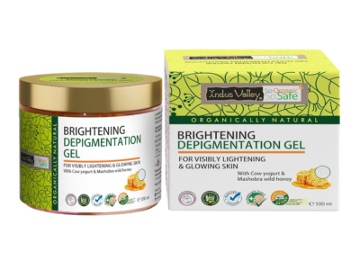 Indus Valley Depigmentation Gel with Cow’s Milk Yogurt & Honey Organic & Natural for All Skin Types Brightens & Evens Skin Tone (100ml)