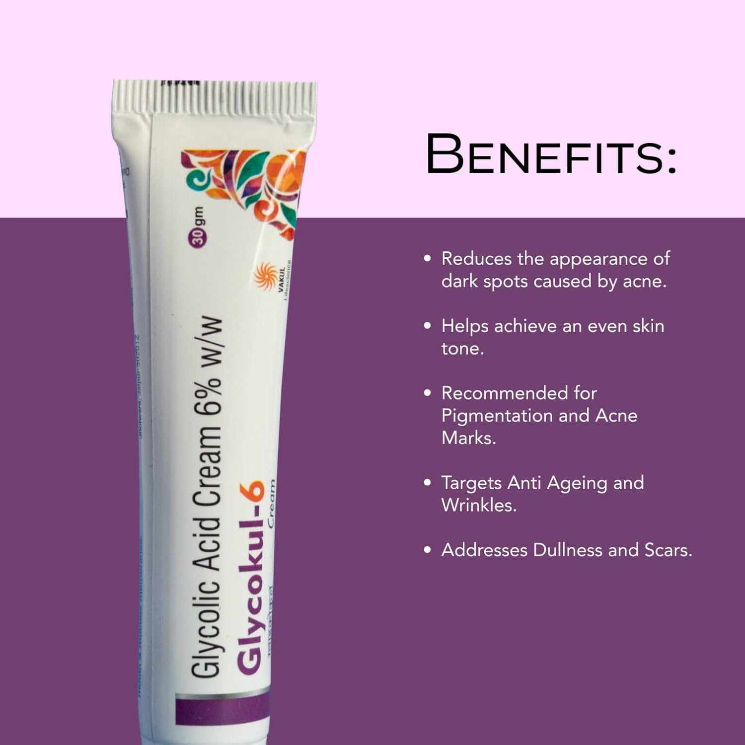 Glyco-6 Glycolic Acid Cream 6% w/w (30g) - Unscented Exfoliating Cream for Clear, Youthful, Radiant Skin