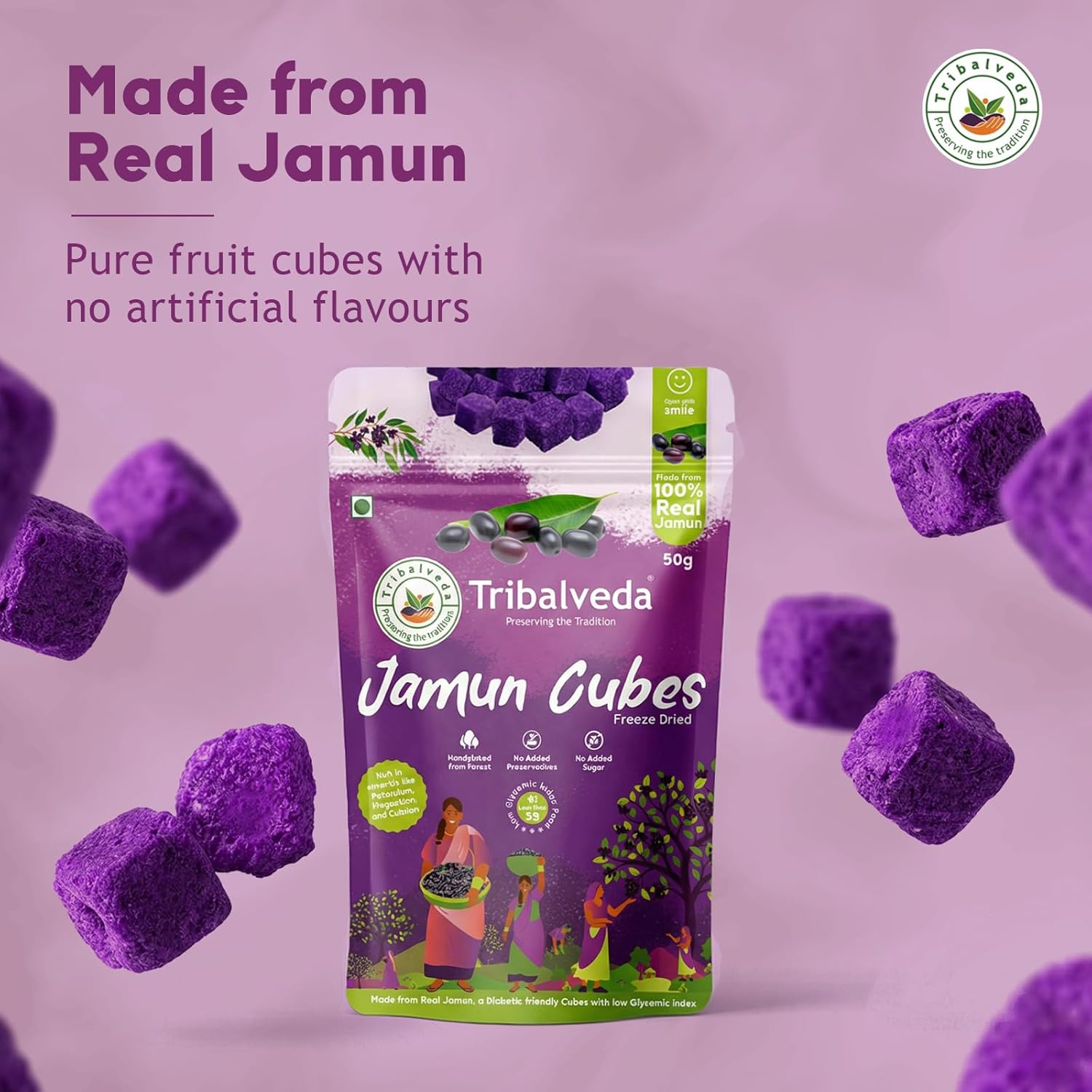 Tribalveda Jamun dried Cubes | 50gm