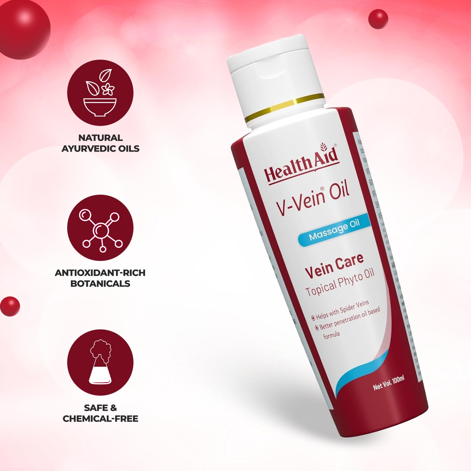 HealthAid Varicose Vein Oil | Herbal Massage Oil with Horse Chestnut & Witch Hazel
