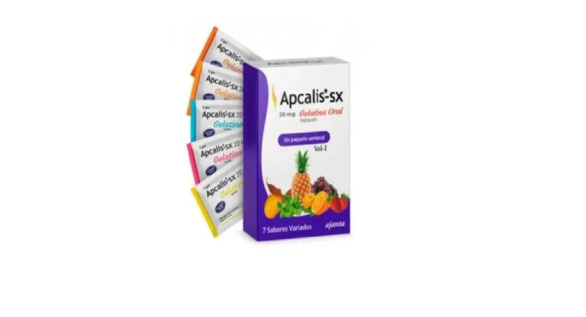 Apcalis SX Oral Jelly 20 mg box of 7 Tadalafil sachets by Ajanta Pharma