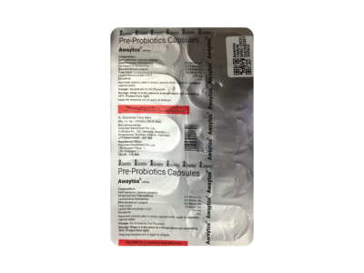 Awaytox Capsule strip of 10 - pre and probiotic 15 Billion CFU with Lactitol Monohydrate composition panel
