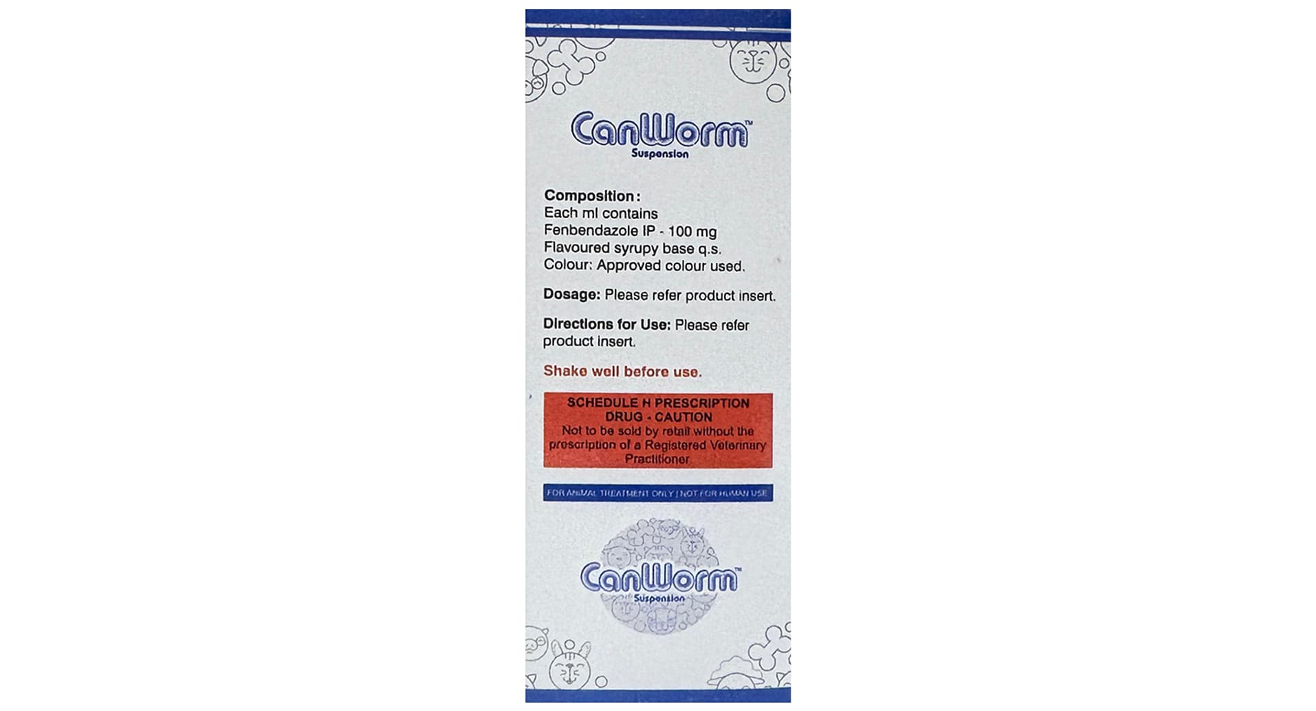 Canworm Suspension fenbendazole 100 mg composition panel