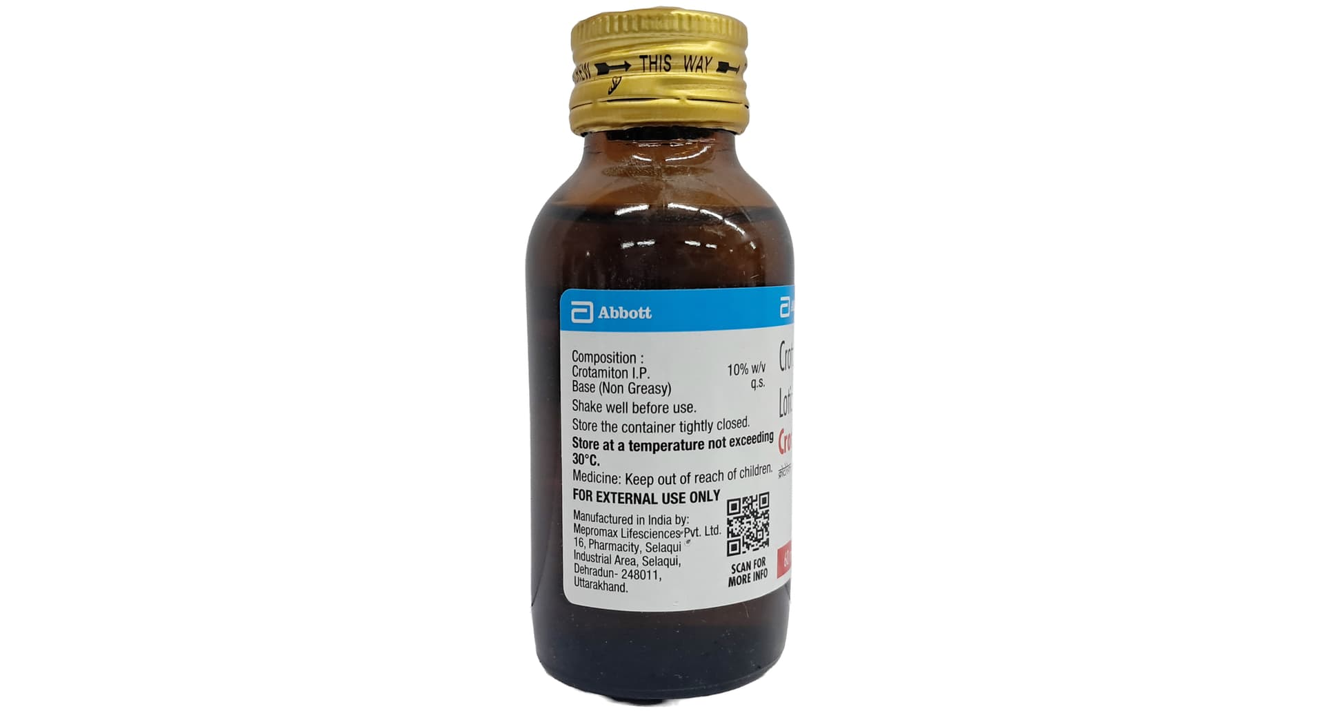 Crotorax Lotion composition back label