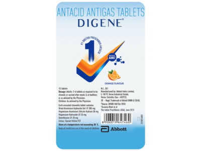 Digene Acidity & Gas Relief Tablet orange flavour pack of 15 by Abbott