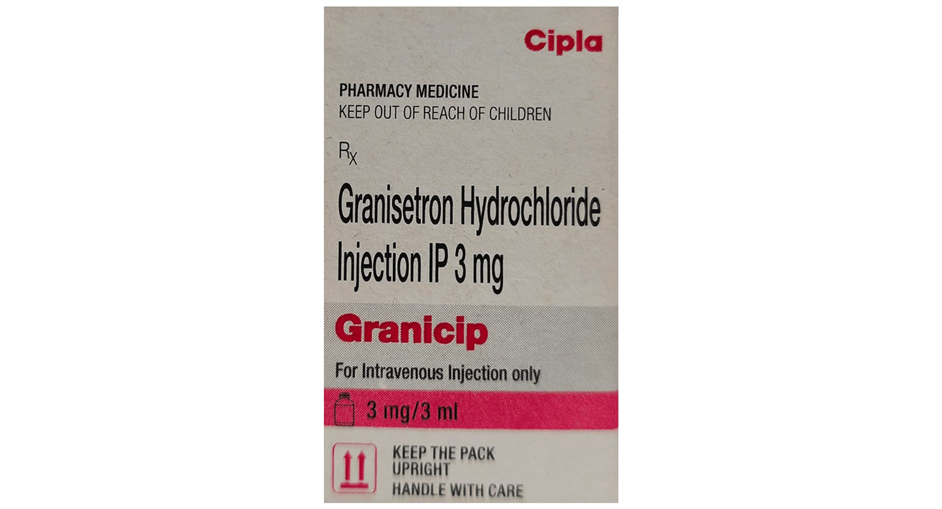 Granicip Injection Granisetron 3mg front pack by Cipla