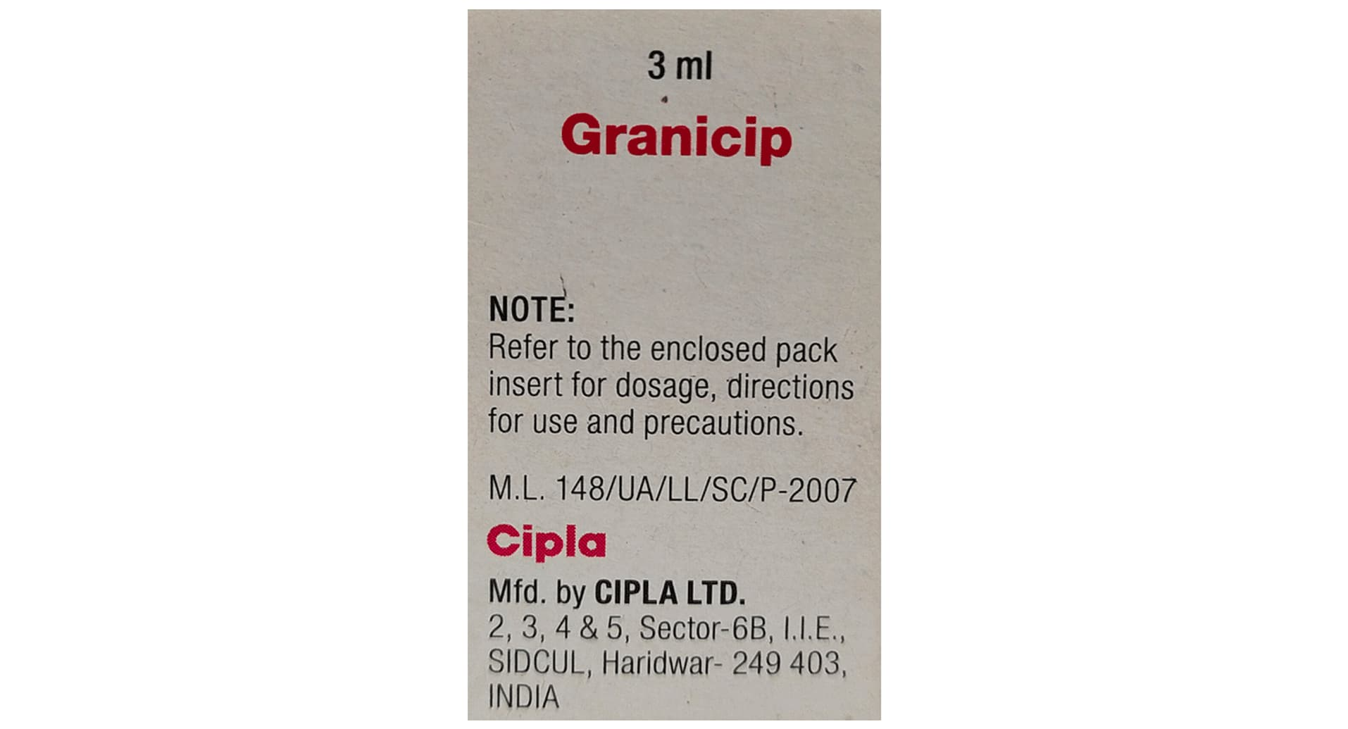 Granicip Injection manufactured by Cipla Ltd details