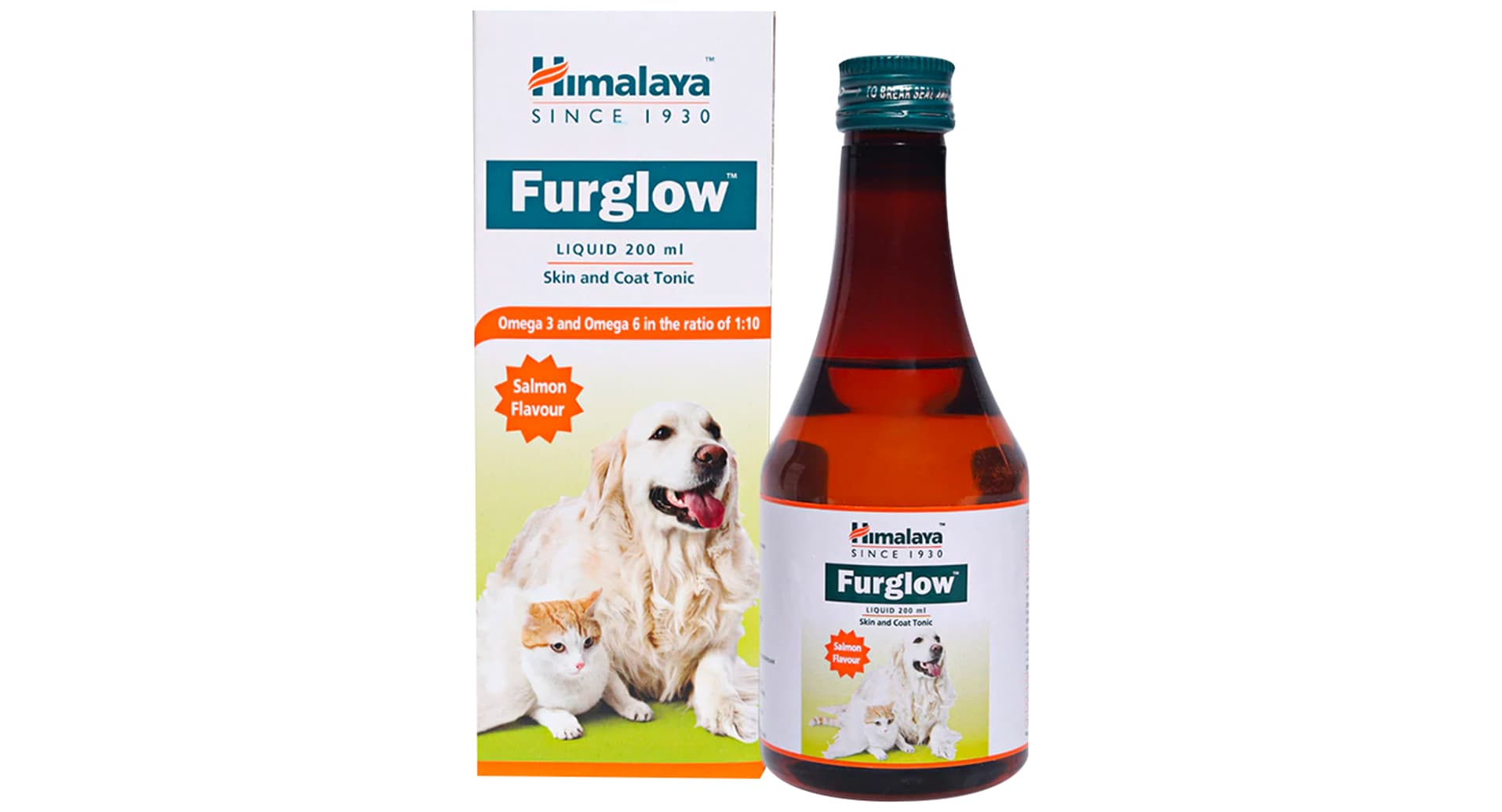 Himalaya Furglow Skin and Coat Tonic for Pets box and bottle