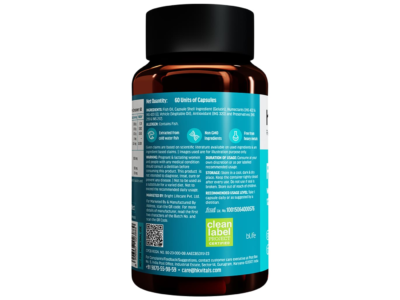 HK Vitals Fish Oil label showing ingredients, fish allergen, Clean Label Project certification and usage
