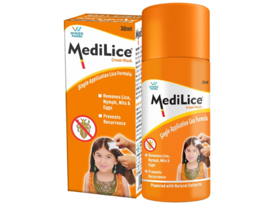 MediLice Cream Wash 30ml bottle and carton single application lice formula