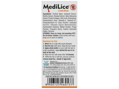 MediLice Cream Wash directions and composition