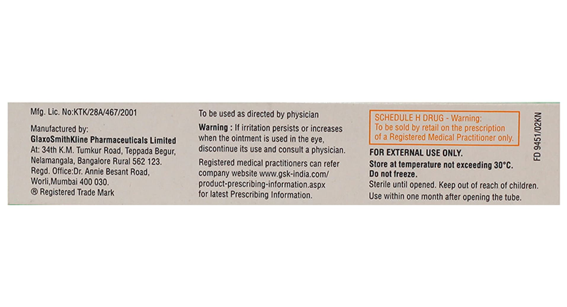 Neosporin-H manufacturer and warnings