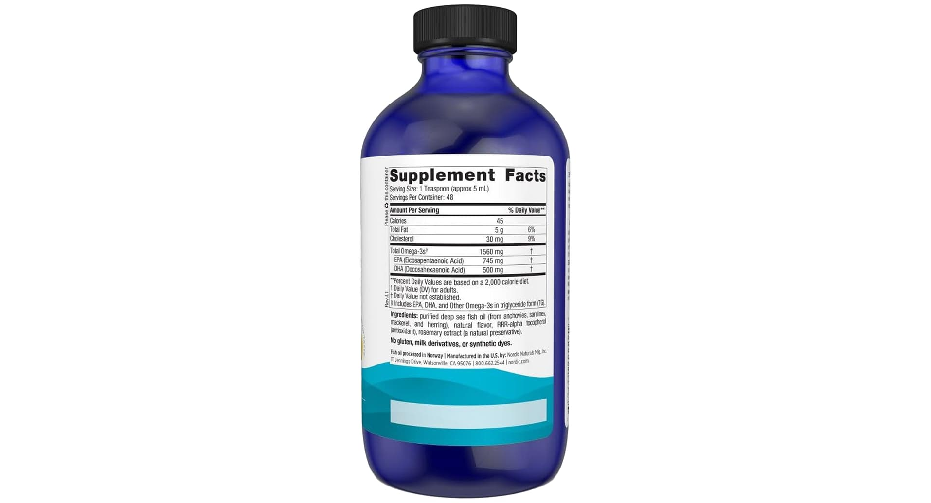 Nordic Naturals Omega-3 lemon flavour liquid fish oil pack with EPA 745 mg and DHA 500 mg