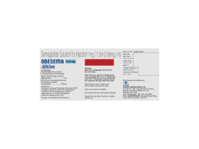 Obesema 0.25mg Injection composition and storage details