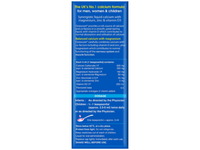 Osteocare Suspension composition panel showing elemental calcium 250 mg per 5 ml