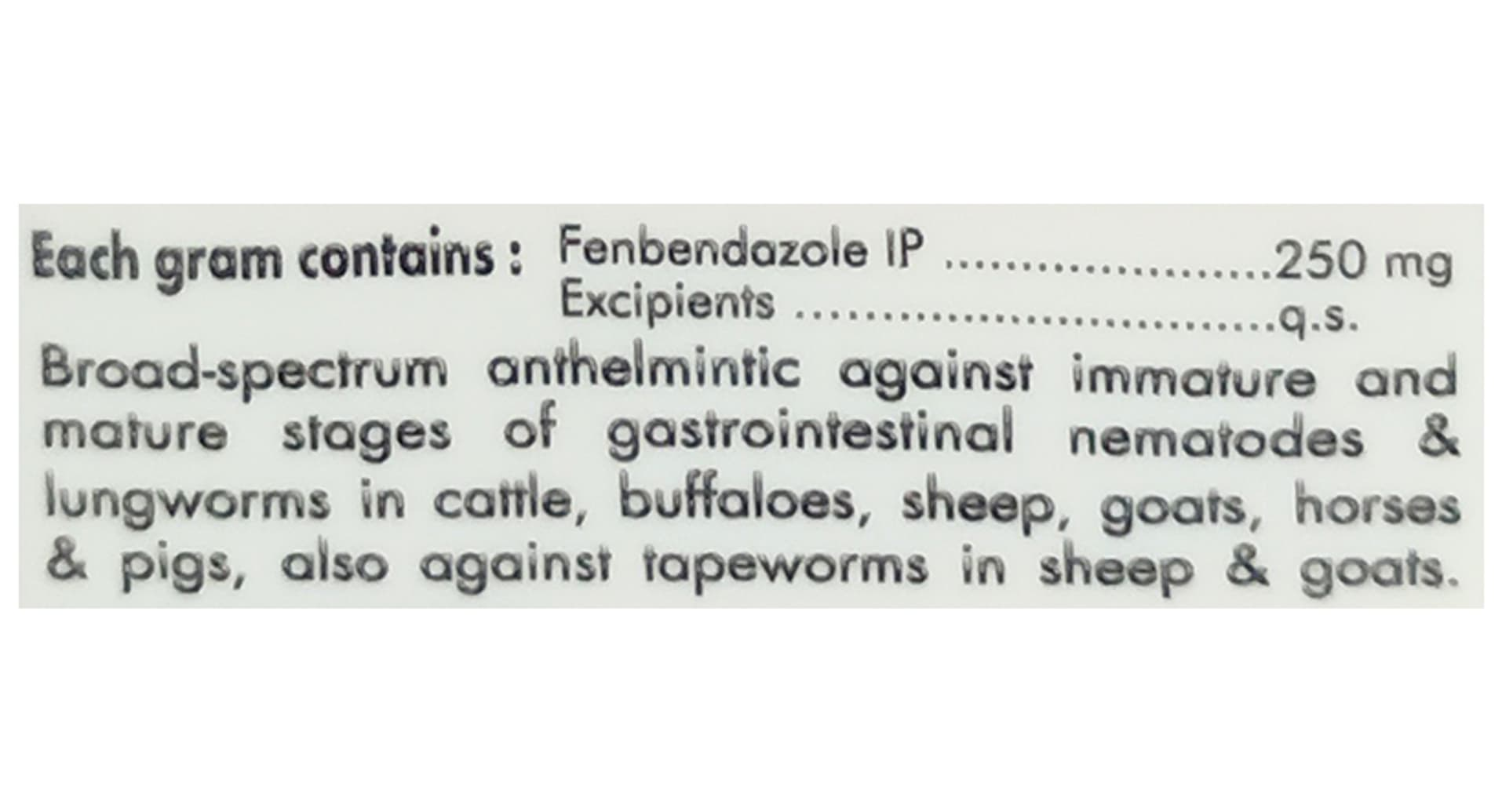 Panacur Vet Powder label detail