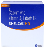Shelcal HD Calcium and Vitamin D3 Tablet box front