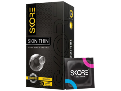 Skore Skin Thin Ultra Fine Condoms pack of 10 with disposal pouches