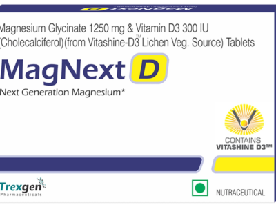 Trexgen MagNext D Magnesium Glycinate and Vitamin D3 box of 30 tablets