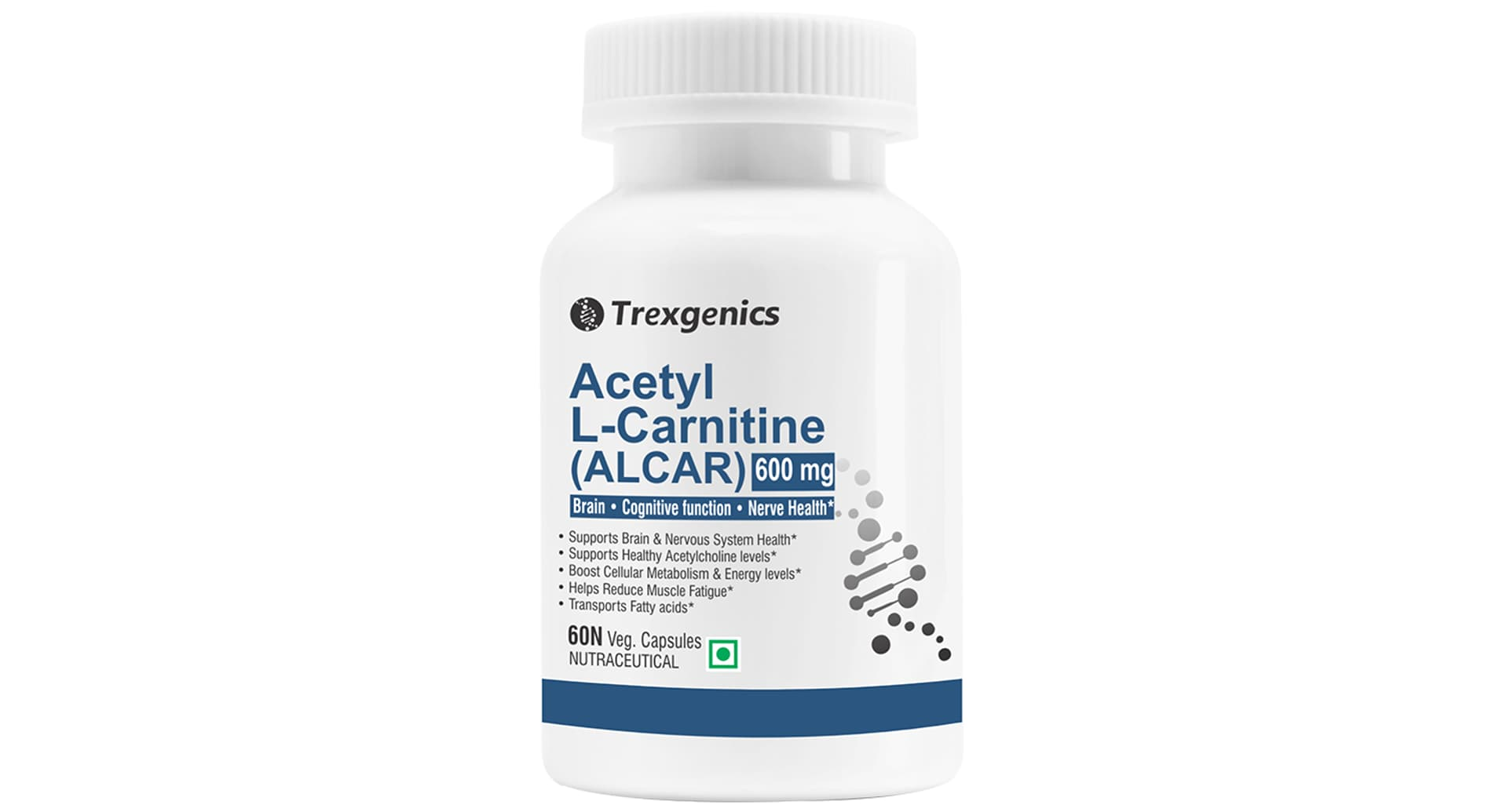 Trexgenics Acetyl L-Carnitine ALCAR 600mg bottle of 60 veg capsules