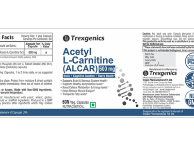 Trexgenics Acetyl L-Carnitine ALCAR 600mg label details