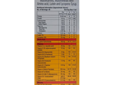 A to Z Multivitamin Syrup carton nutrients panel