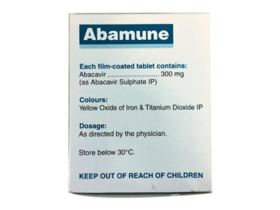 Abamune 300mg Tablet composition panel abacavir 300 mg