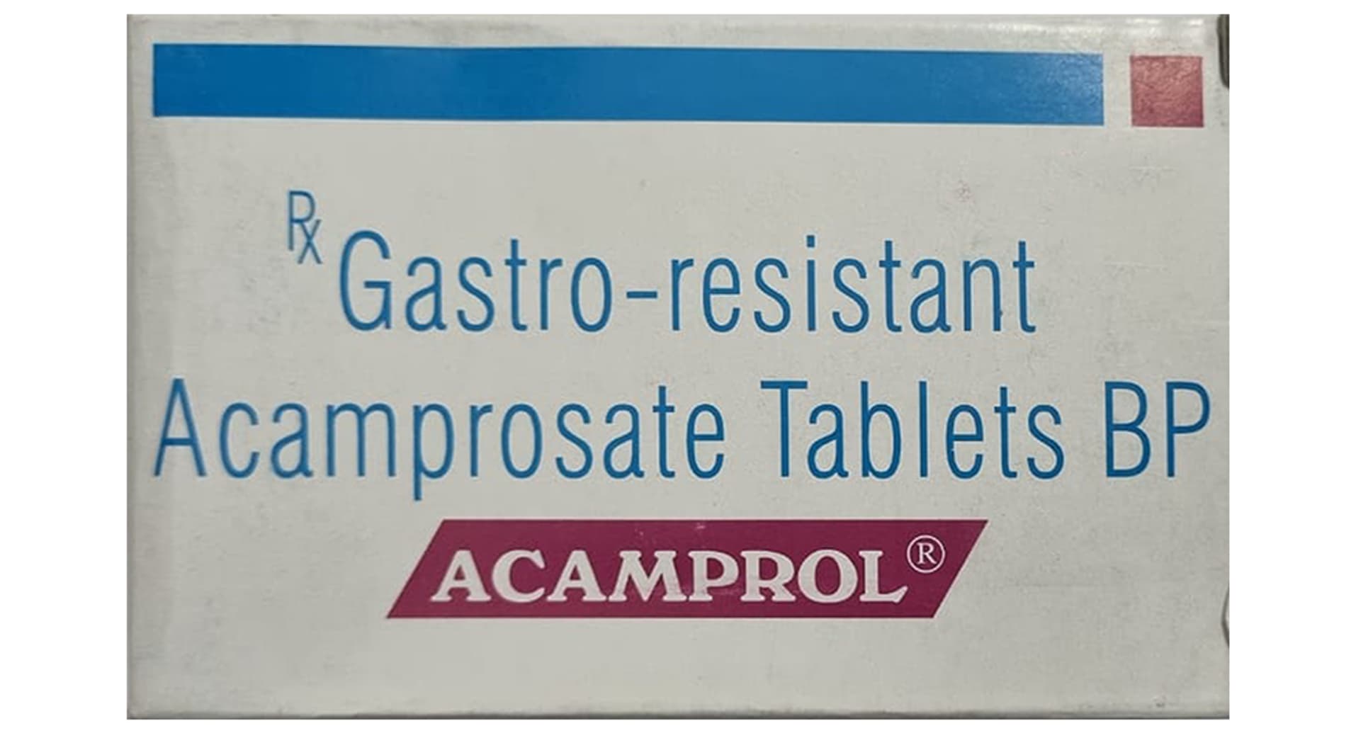 Acamprol acamprosate 333 mg gastro-resistant tablets BP carton front