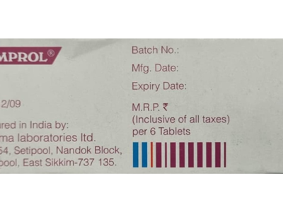 Acamprol Tablet pack side panel from Sun Pharma