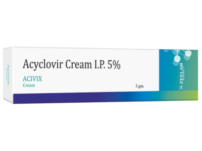 Acivix Cream Acyclovir tube and carton Zee Labs, 5 gm