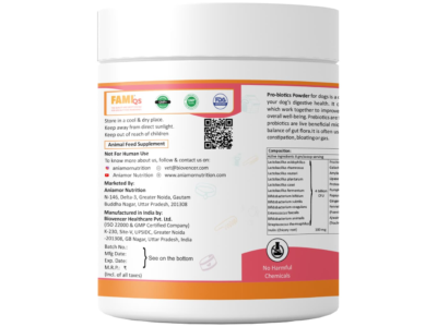 Aniamor Pro-Biotics Powder composition and manufacturer panel