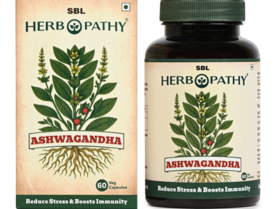 Ashwagandha Capsules SBL Herbopathy 60 count bottle and carton