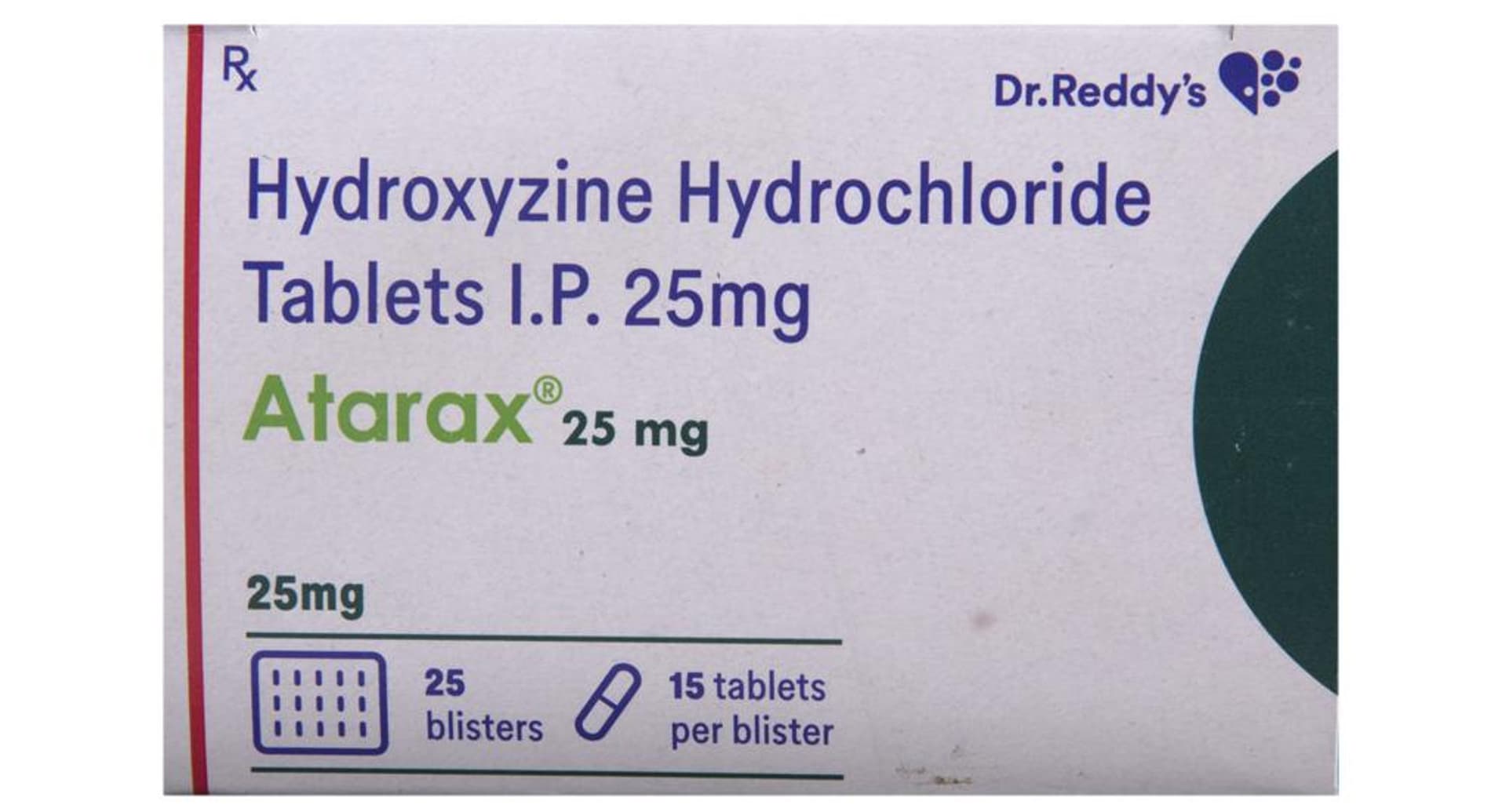 Atarax 25 mg Tablet Dr Reddys carton front