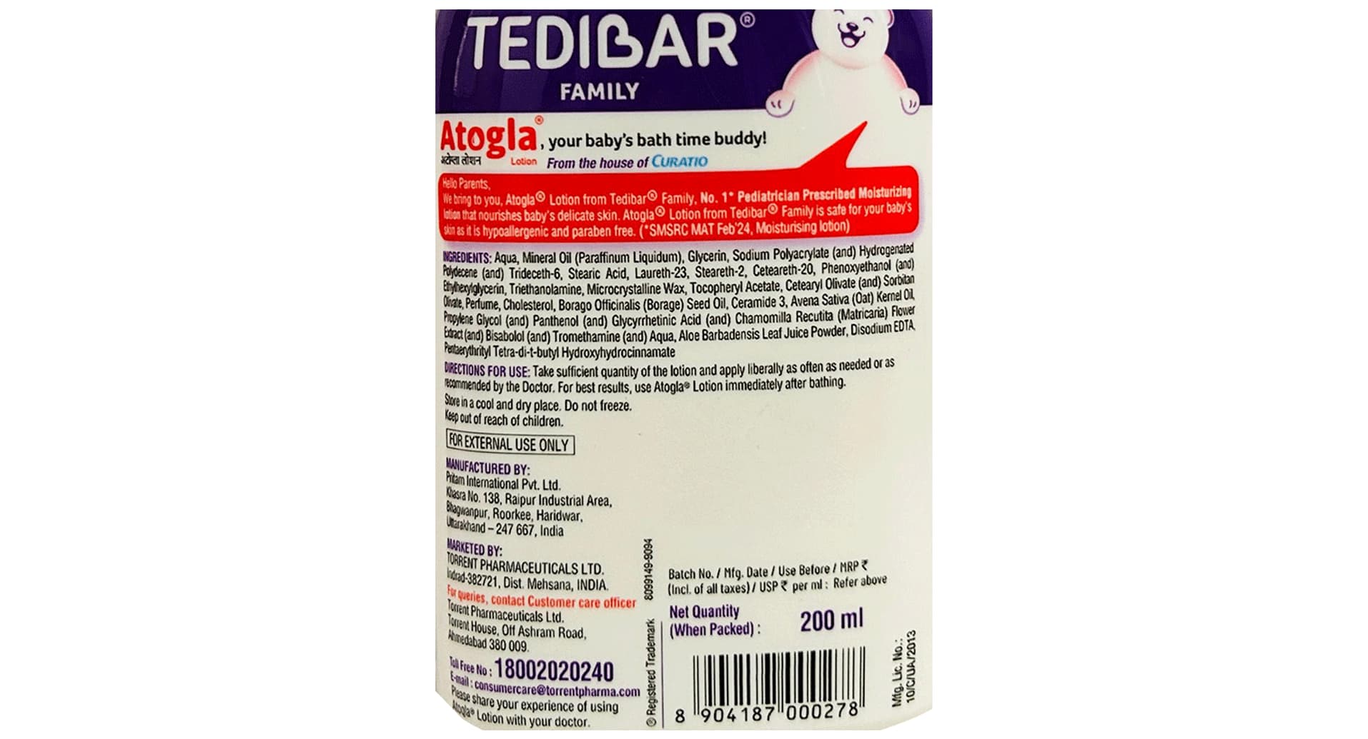 Atogla Lotion full ingredient list and directions for use