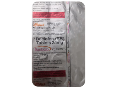 Baclotab 25 mg Tablet SR Alteus baclofen sustained release strip composition