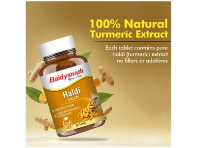 Baidyanath Haldi Tablets pure turmeric extract bottle of 60 tablets