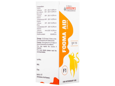 Baksons Fooma Aid F1 Drops composition and dosage panel