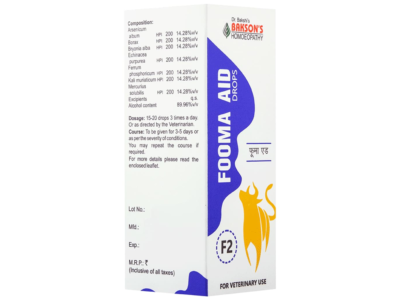 Baksons Fooma Aid F2 Drops composition and dosage panel