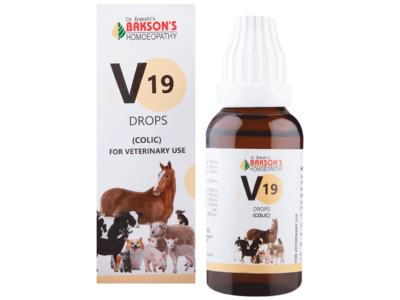 Baksons V19 Colic Drops homoeopathic veterinary 30 ml bottle and carton