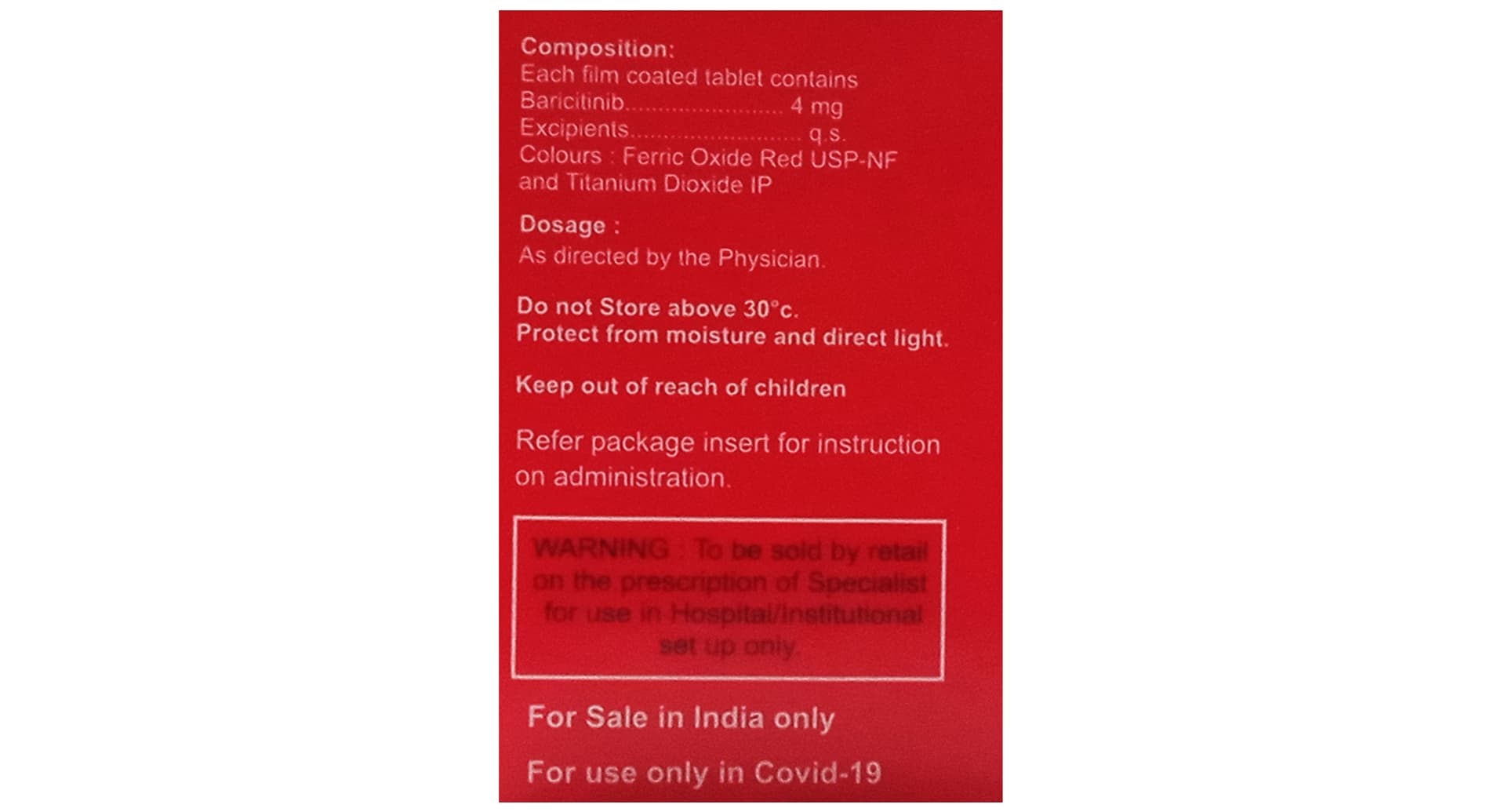 Barikind 4 mg Tablet composition and warning panel