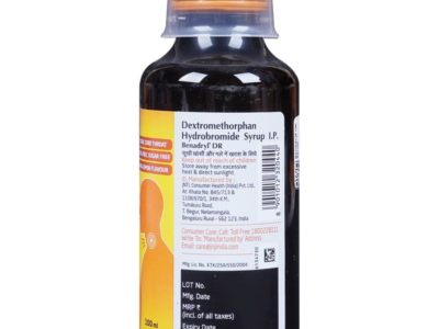 Benadryl DR Syrup bottle label composition