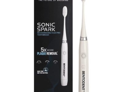 Bentodent Sonic Spark Rechargeable Electric Toothbrush box and brush, white