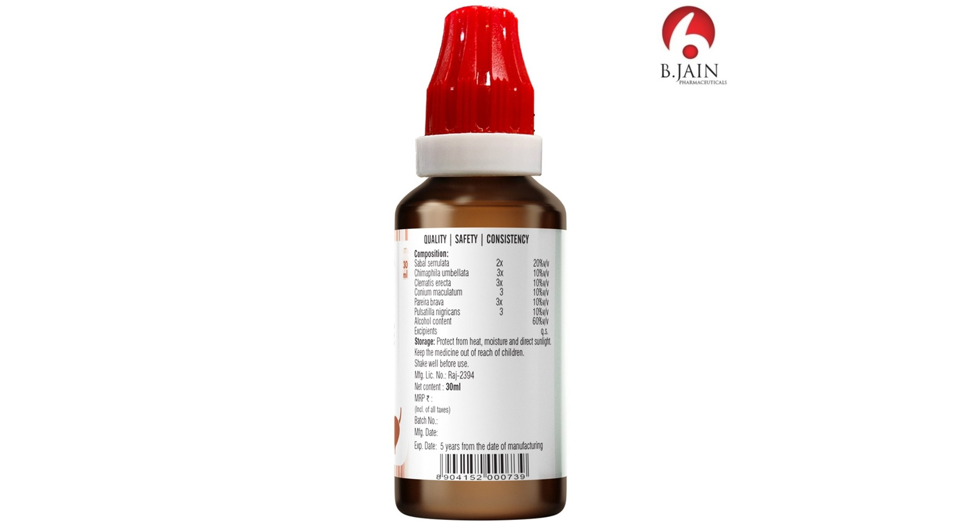 BJain Omeo Prostate Drops label with composition