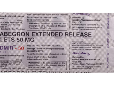Bladmir 50mg Tablet Alembic mirabegron extended release strip of 10 tablets