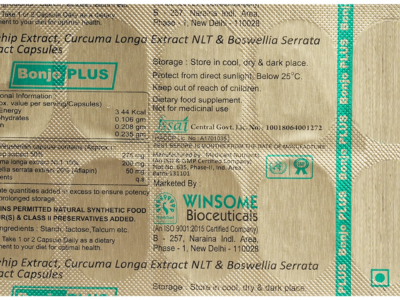 Bonjo Plus Capsule rosehip curcuma boswellia blister with composition